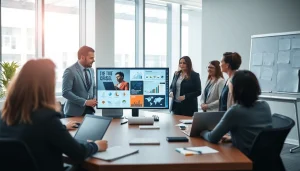 Crisis management consultant collaborating with a corporate team to strategize crisis response.