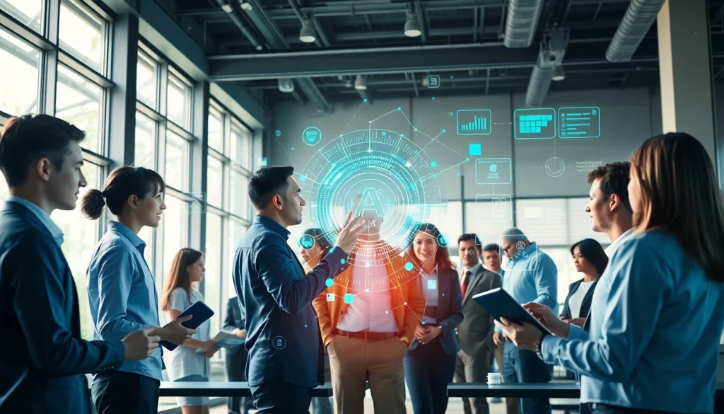 Engaging human interface with AI showcasing interaction in a collaborative environment.