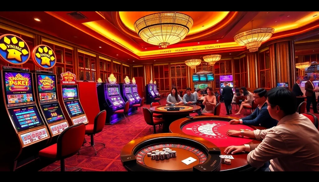 Experience the excitement of gambling at vn168 with vibrant casino games and players in action.