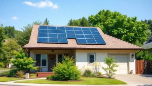 The 5kw hybrid solar system installed on a home's roof, showcasing solar panels in a sunny residential setting.