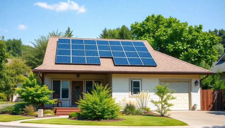 The 5kw hybrid solar system installed on a home's roof, showcasing solar panels in a sunny residential setting.