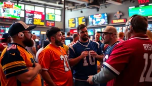 Engaged fans celebrating sports betting Texas excitement in a vibrant atmosphere.