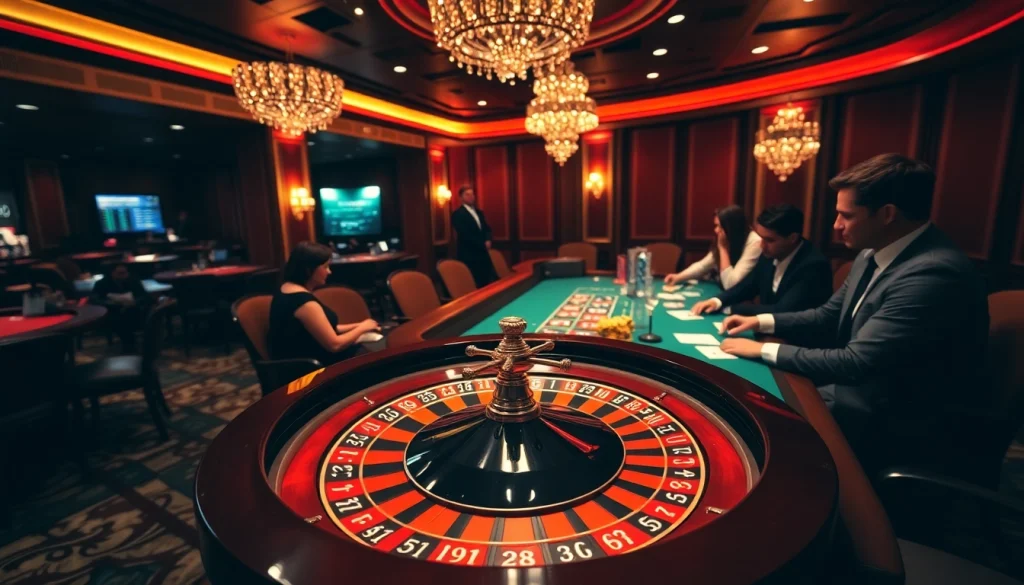 Engaging scene at a reputable casino with players enjoying games showcasing nhà cái uy tín.