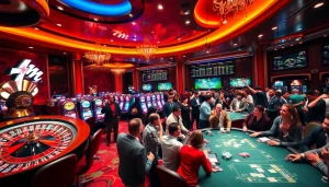 Players engaging in the thrill of 7m betting at a lively casino roulette table.