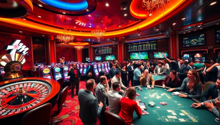 Players engaging in the thrill of 7m betting at a lively casino roulette table.