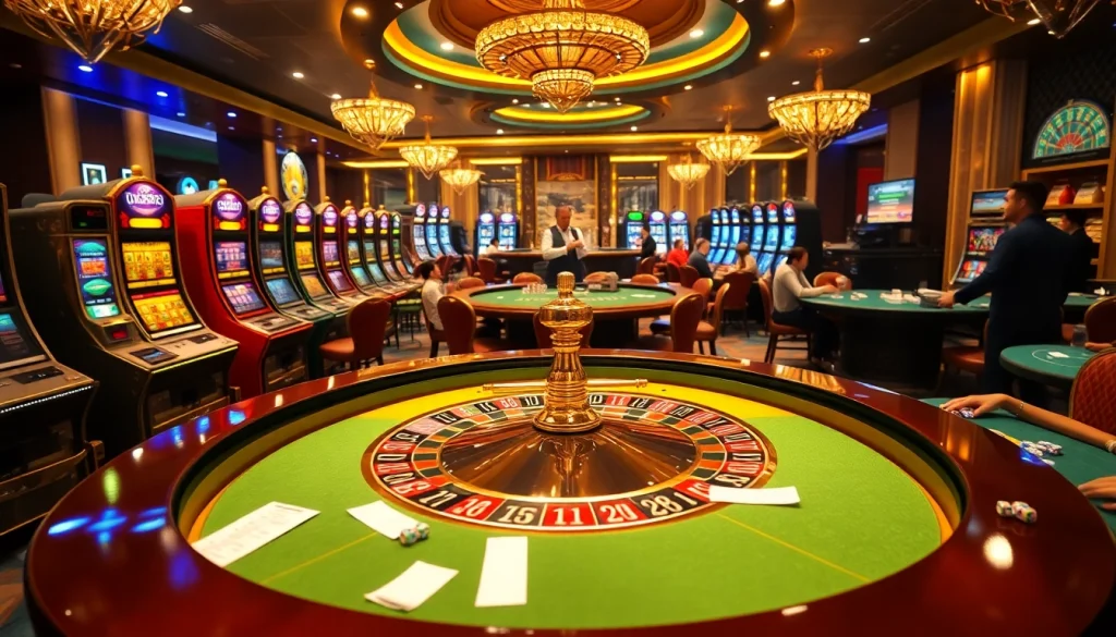 Experience the thrill of 11UU at a high-stakes casino with vibrant roulette and slot machines.