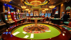 Experience the thrill of 11UU at a high-stakes casino with vibrant roulette and slot machines.