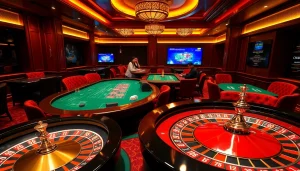 Players enjoying thrilling games at a casino scene emphasizing the appealing features of ลิงก์ F168 for online betting.