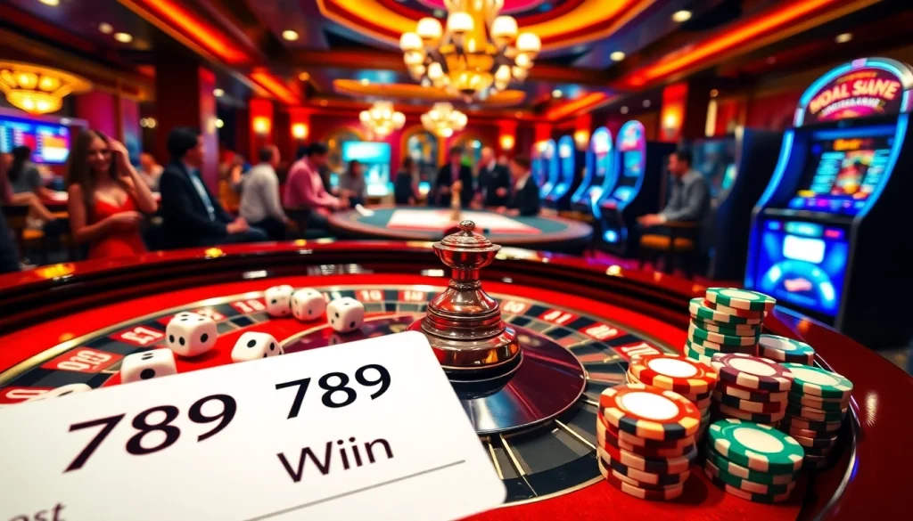 Engaging casino scene celebrating the thrill of winning at 789 win with professional gaming elements.