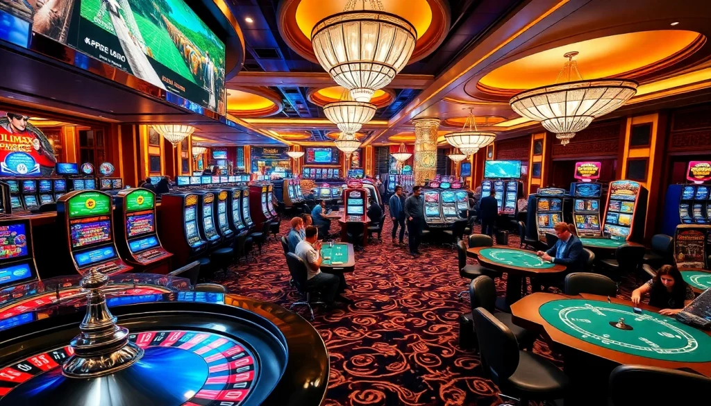UU88 players winning at luxurious casino tables with vibrant games and lively atmosphere.