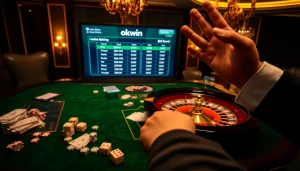 Players winning at a luxury casino table featuring Okwin betting options and gaming excitement.