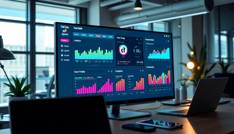Engaging visual of a TikTok SMM panel dashboard showcasing analytics and user-friendly design.
