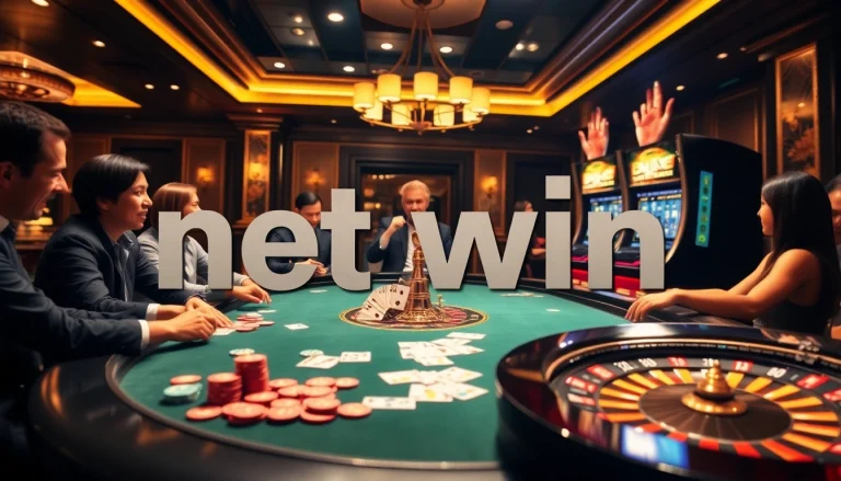 Celebrating a net win at the casino with vibrant gaming tables and excited players.