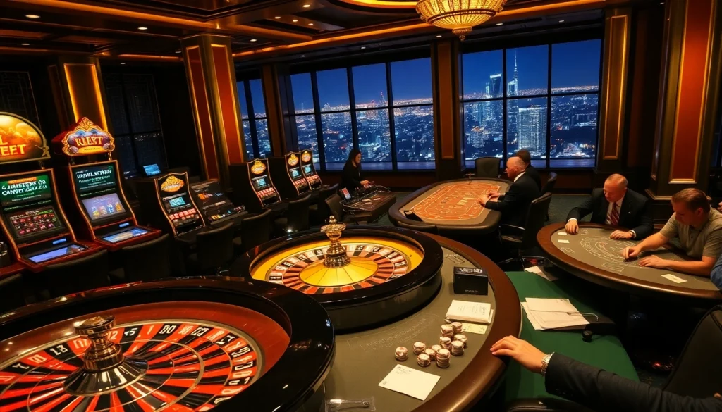 Experience thrilling casino action with 여기여 at a vibrant poker table amidst glimmering slot machines.