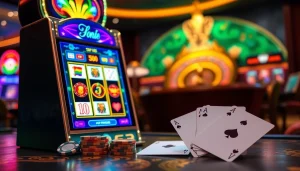 Exciting casino scene featuring the doaslot login interface, vibrant slots, and poker elements.