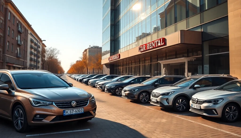 Chirie auto Moldova: O scenă vibrantă de închiriere auto în Chișinău, prezentând o varietate de opțiuni de vehicule.