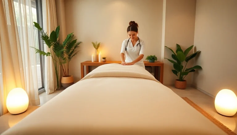 고요한 환경에서 오일을 준비하는 마사지 치료사가 출장마사지 준비를 하는 모습.