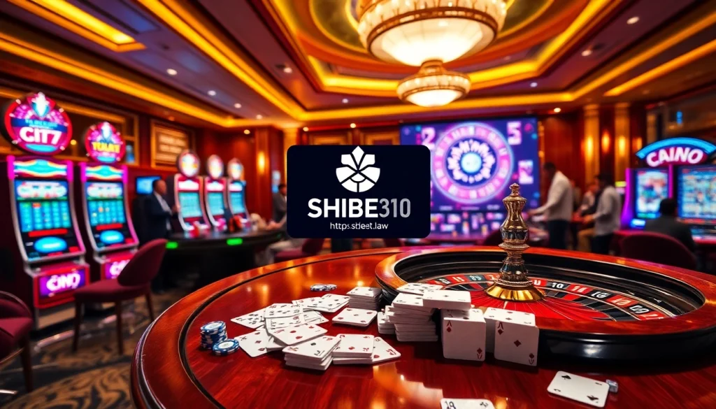 A vibrant casino scene at https://shbet.law/, showcasing luxurious tables and thrilling gameplay.