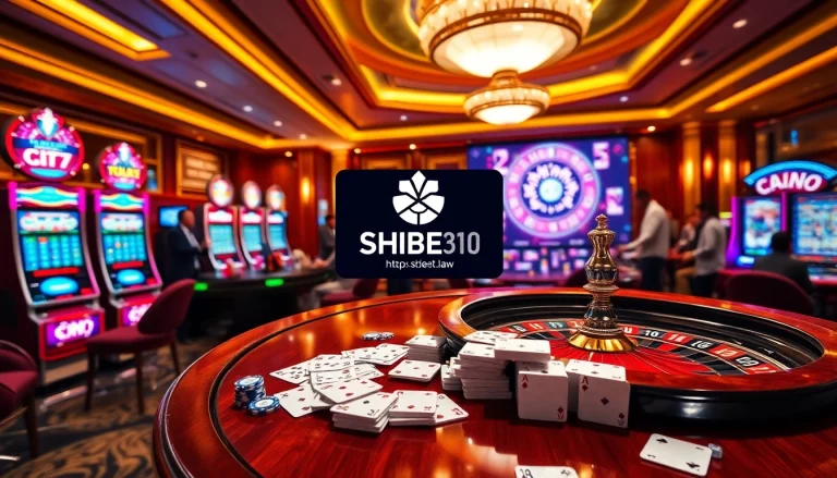 A vibrant casino scene at https://shbet.law/, showcasing luxurious tables and thrilling gameplay.
