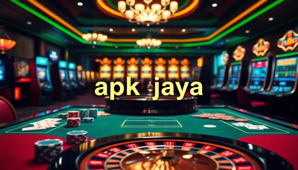Experience the apk jaya excitement at a vibrant casino table loaded with chips and cards.