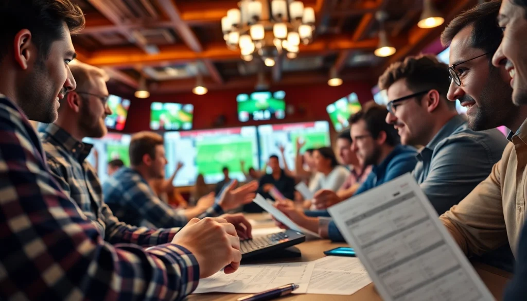 1win merc reyi ilə idman mərcləri müzakirə edən oyunçuların dinamik görünüşü.