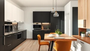 Modern kitchen cabinets in various finishes, illuminated by natural light.