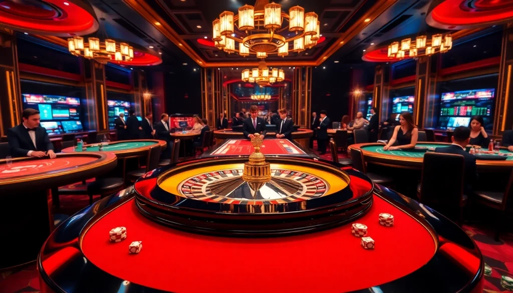 Experience the thrill of betting strategies in this detailed casino scene; xem chi tiết luxurious roulette action.