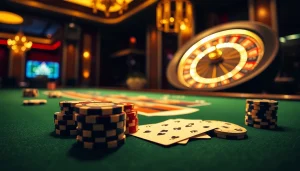 Play poker at luongsontv's elegant casino table illuminated by warm lighting.