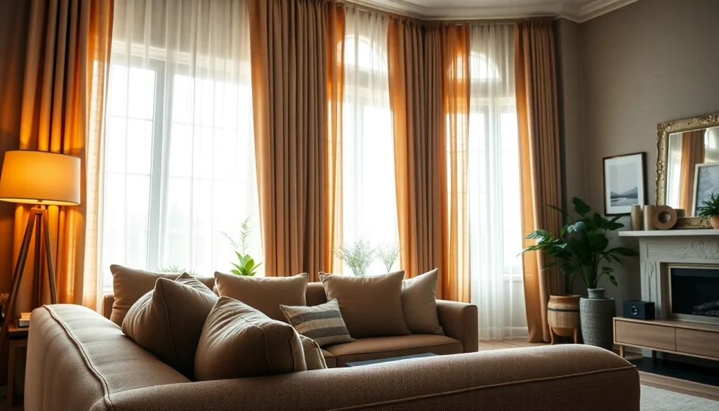Verduisterende gordijnen creëren een sfeervolle uitstraling in de woonkamer.