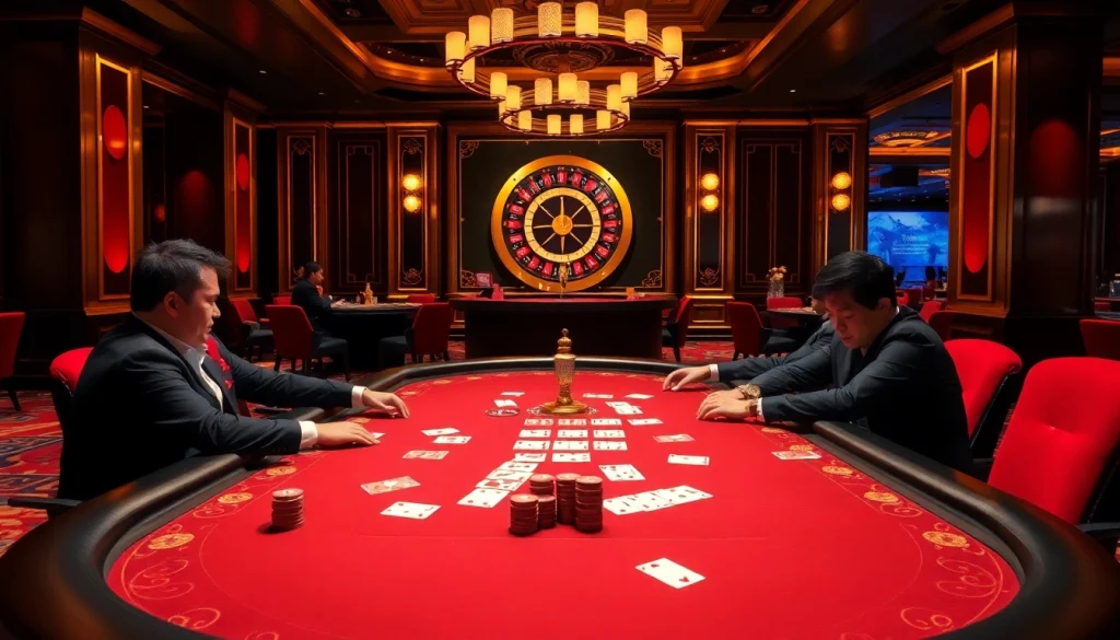 Experience thrilling poker gameplay at https://five88sss.com/ in a luxurious casino atmosphere.