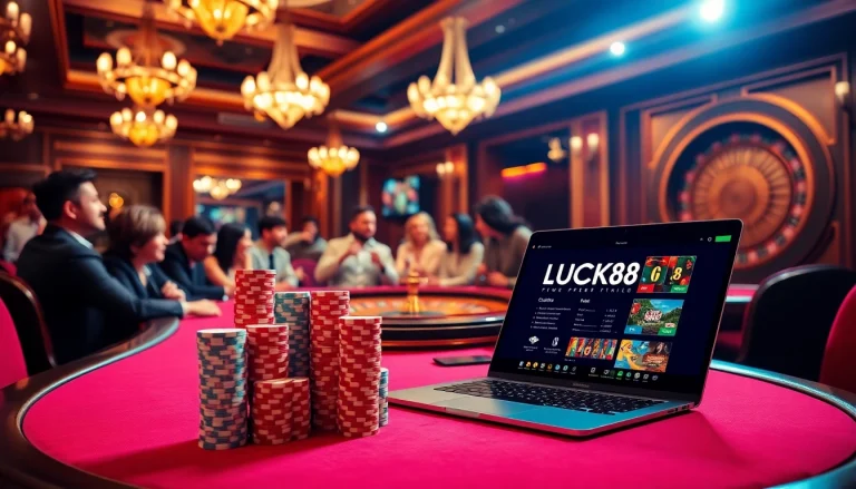 Trải nghiệm trò chơi cao cược tại LUCK8 với bàn poker sống động và không khí casino sang trọng.
