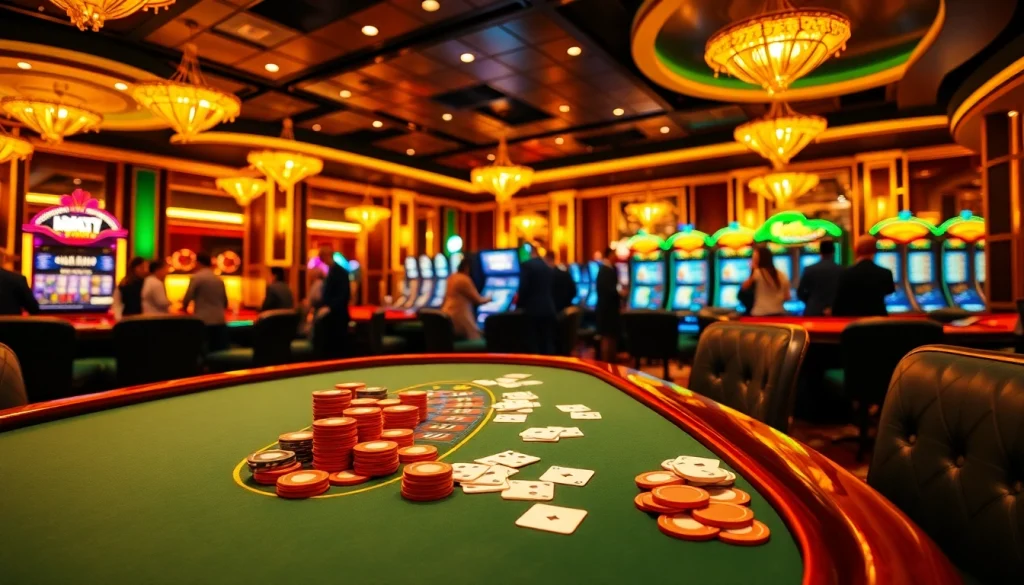 Nohu-themed poker table filled with vibrant chips, cards, and glamorous casino ambiance.