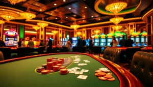 Nohu-themed poker table filled with vibrant chips, cards, and glamorous casino ambiance.