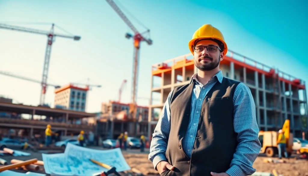 New Jersey Construction Manager overseeing activity on a vibrant construction site