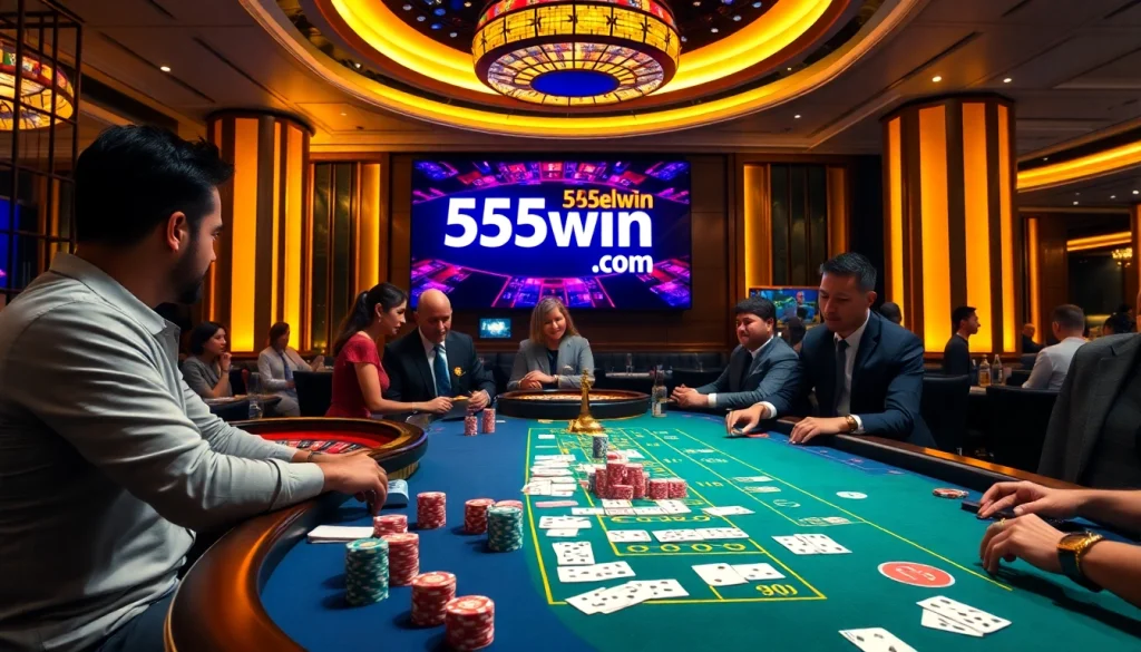 Experience the thrill of winning at 555win com with vibrant casino tables and engaging players.