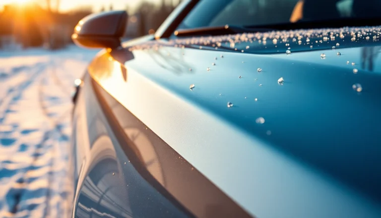 Showcasing PPF winter road salt protection on a vehicle during winter conditions.