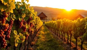 Enjoying the beauty of clarksburg wineries with stunning vineyards and a warm sunset.