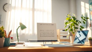 Printable calendar 2026 displayed in a modern workspace, inspiring productivity and organization.