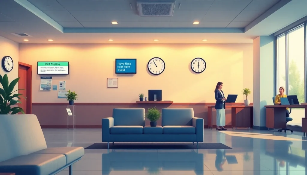 Detran GO office showcasing IPVA services with friendly staff assistance.