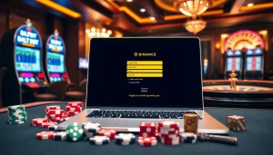 Complete the 바이낸스 회원가입 process with a professional online gaming setup featuring casino elements.