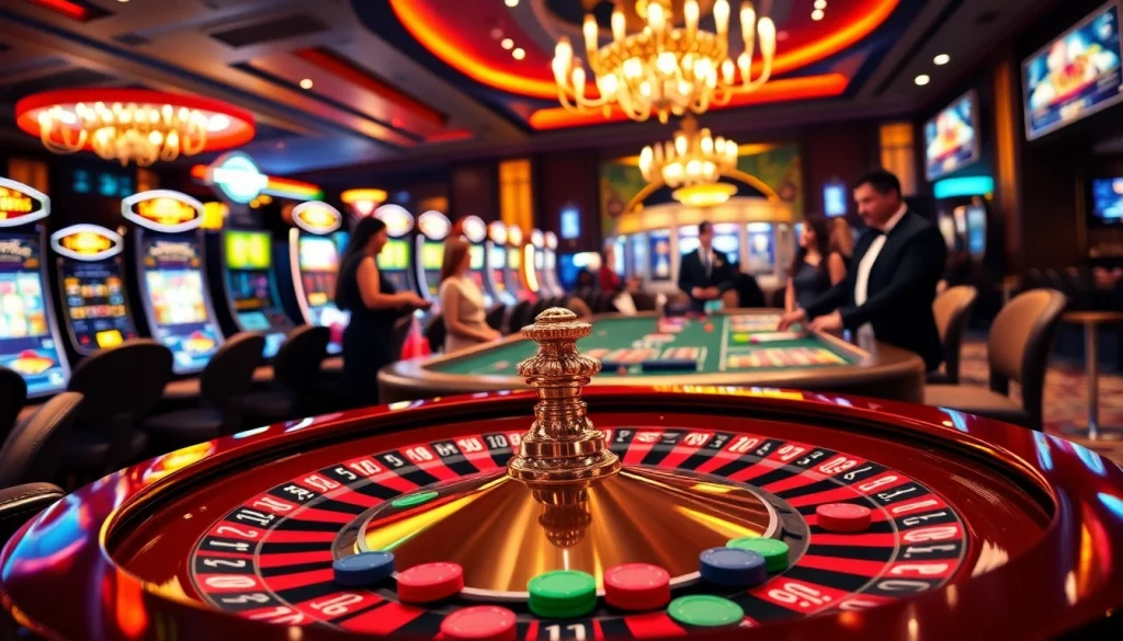 Players enjoying a thrilling roulette experience at a high-end casino with Gopay88 Daftar access.
