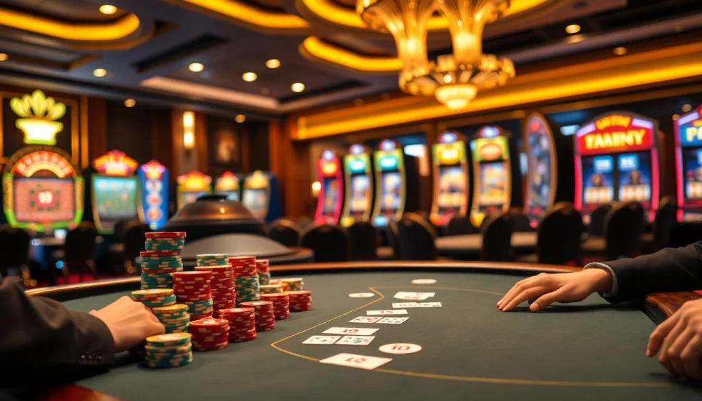Experience the excitement of 98WIN at a vibrant casino poker table.