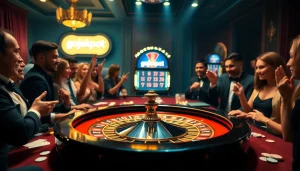 Winning at the gojekpot roulette table surrounded by casino excitement and atmosphere.