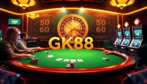Players winning at the GK88 blackjack table in a vibrant casino atmosphere.