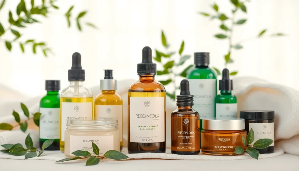 Atraskite natūrali kosmetika su likeriais ir aliejais, eksponuojamais natūralioje aplinkoje.