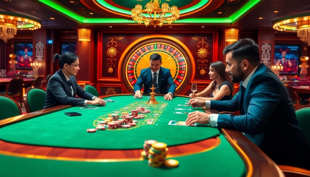 Engage in thrilling gaming at pahala4d with vibrant casino tables and poker excitement.