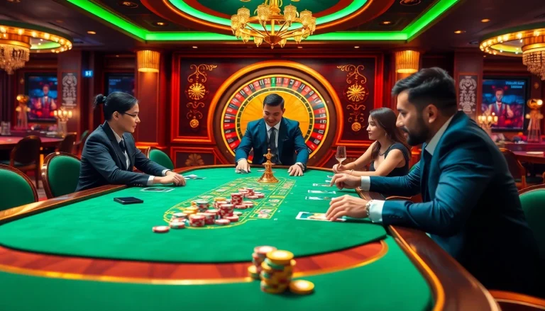 Engage in thrilling gaming at pahala4d with vibrant casino tables and poker excitement.