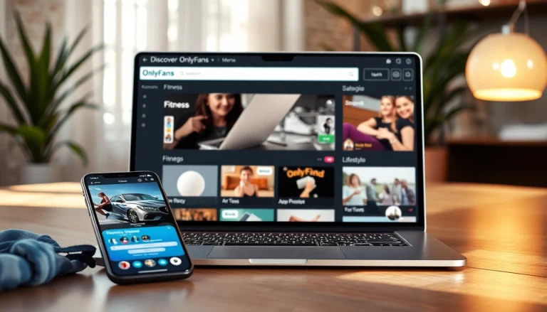 OnlyFans Search interface showcasing vibrant categories and intuitive design elements for creator discovery.