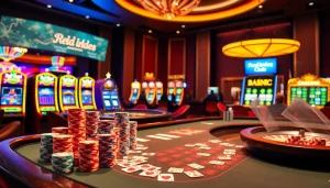 KJC casino experience with players engaged at luxury tables and vibrant slot machines.