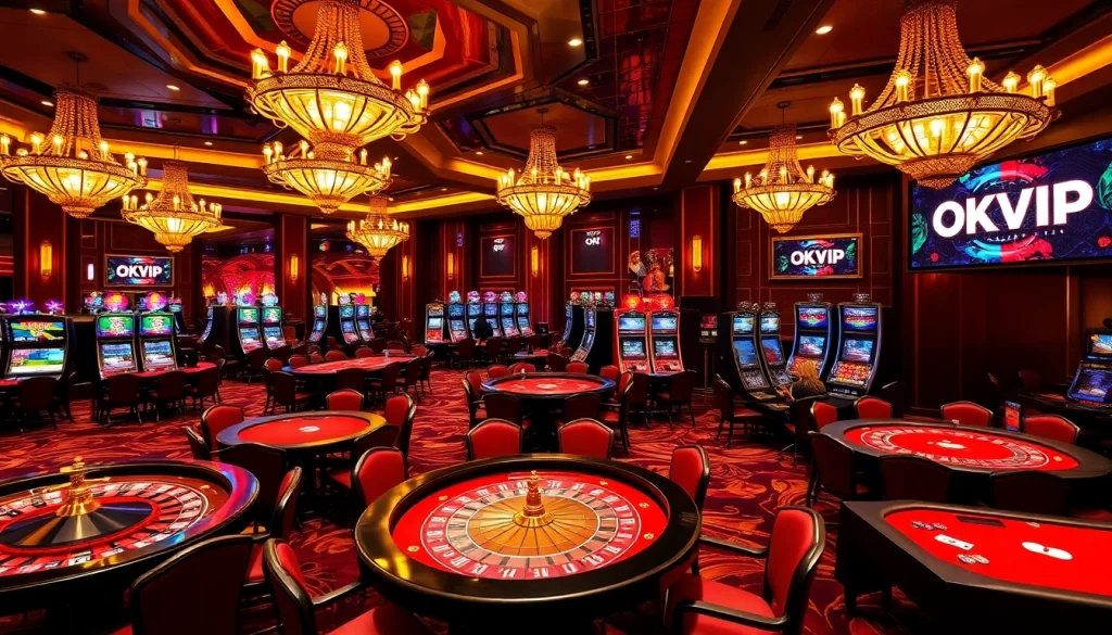 Experience the excitement of OKVIP casino gaming with vibrant tables and interactive slots.